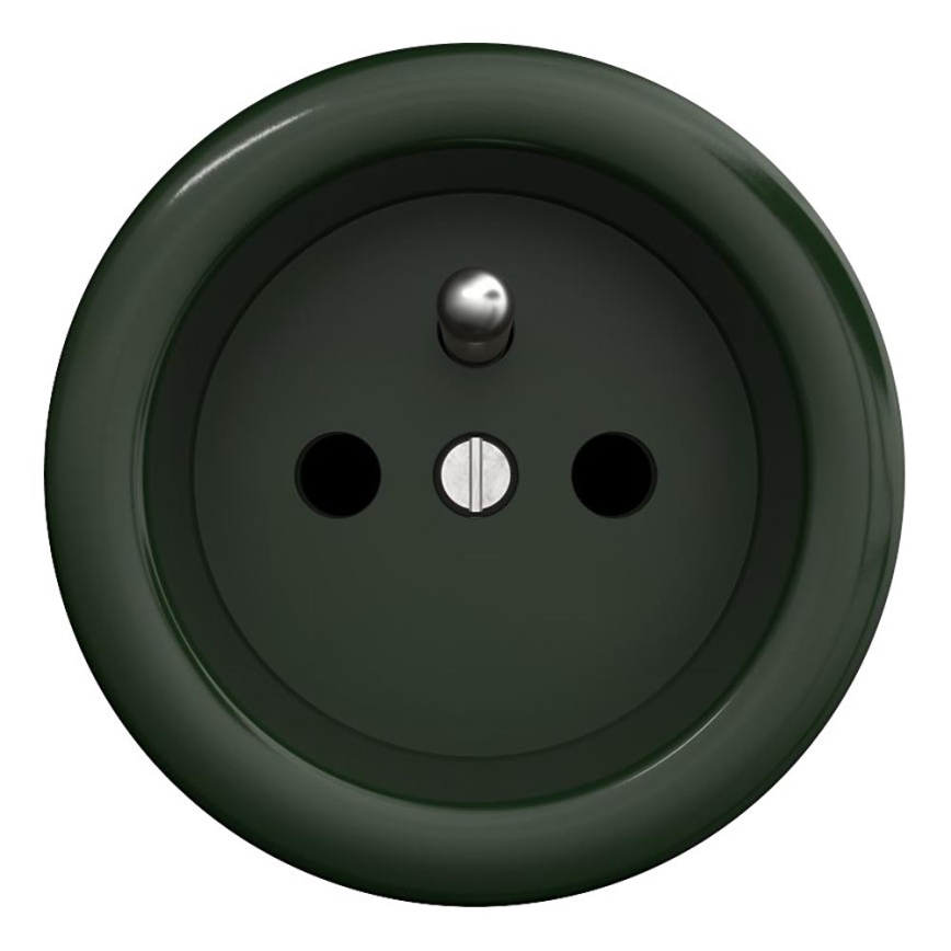 Kliklap - retro raamita kodune pistikupesa, 230 V, roheline