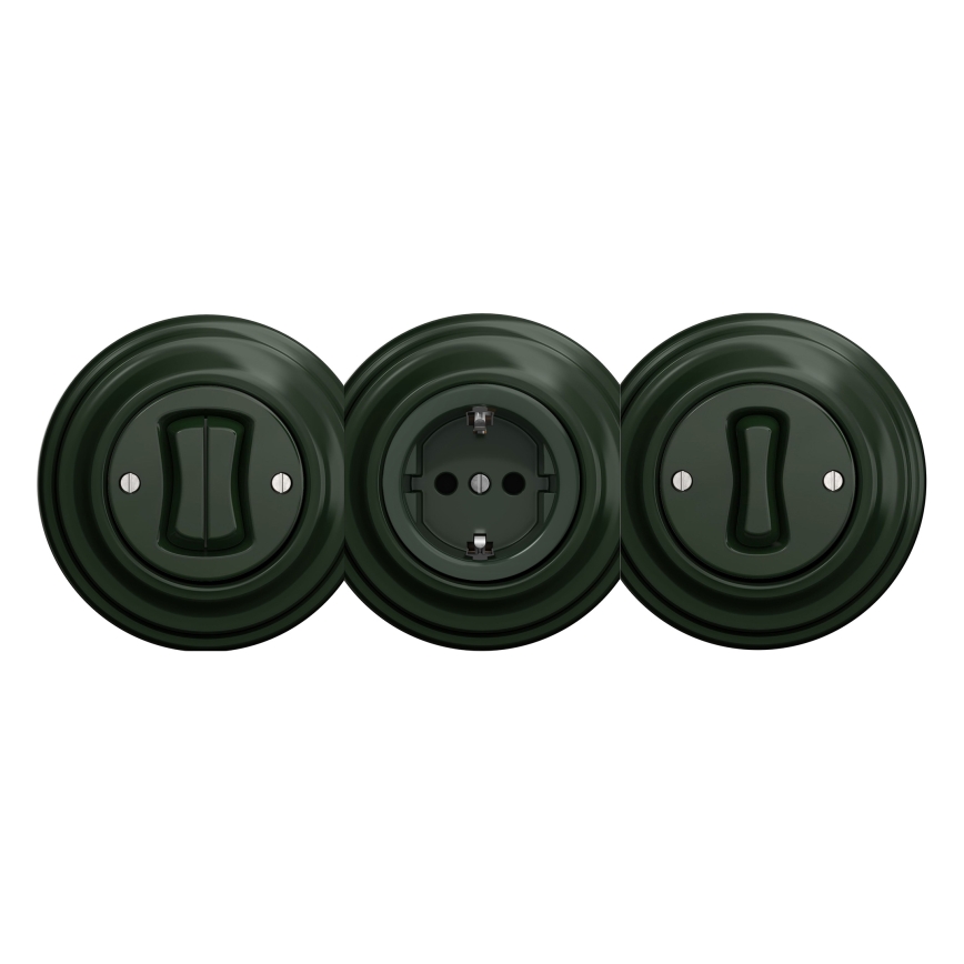 Kliklap - Retro raamita kodune SCHUKO 230V/16A pistikupesa, roheline