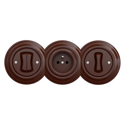 Kliklap - retro raamita seinapistikupesa SCHUKO 230V/16A pruun