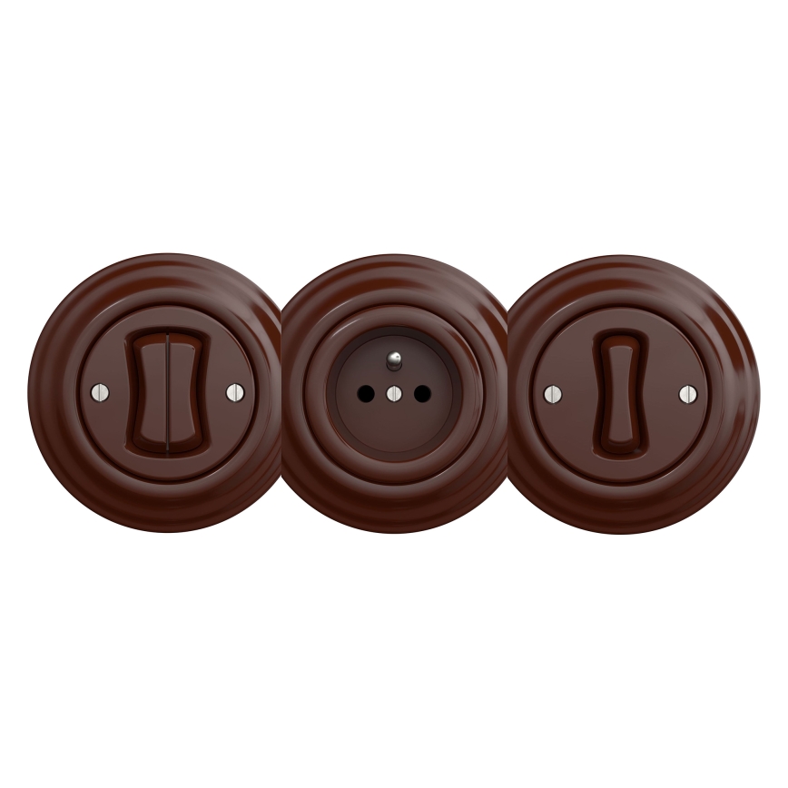 Kliklap - retro raamita seinapistikupesa SCHUKO 230V/16A pruun