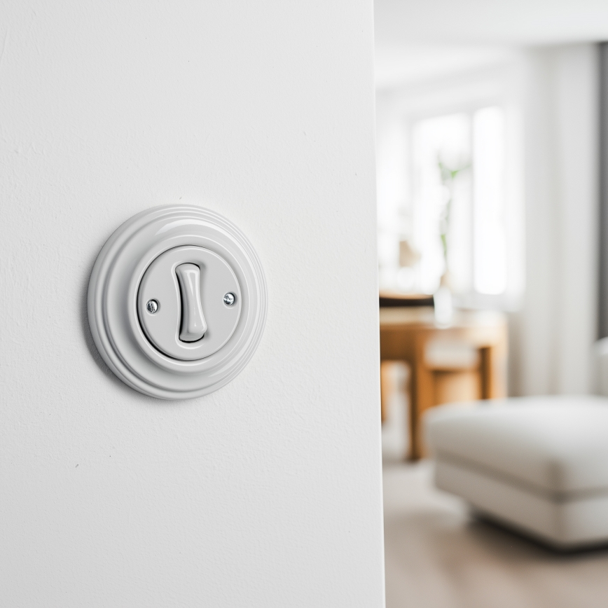 Kliklap - Retro ristlüliti raamiga nr. 7, keraamiline, valge