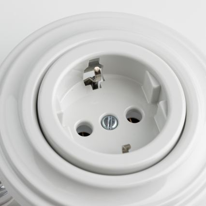 Kliklap - Retro seinakontakt SCHUKO 230V/16A raamiga, keraamiline, valge