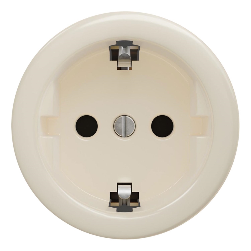 Kliklap - Retro seinapistikupesa raamita SCHUKO 230V/16A beež