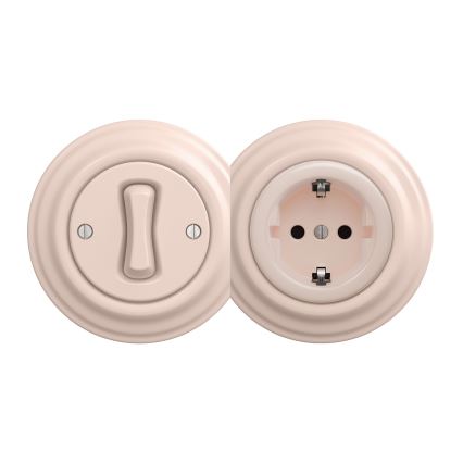 Kliklap – retro seinapistikupesa raamita SCHUKO 230V/16A vanaroosa