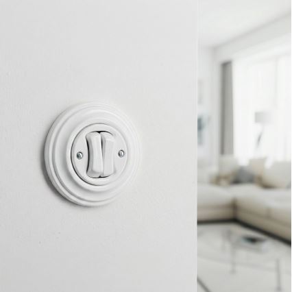 Kliklap - Retro topelt trepi lüliti raamiga nr 6+6 lumivalge