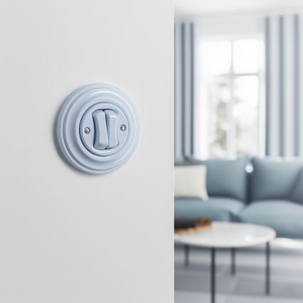 Kliklap - Retro topelt trepi lüliti raamiga nr 6+6 sinine