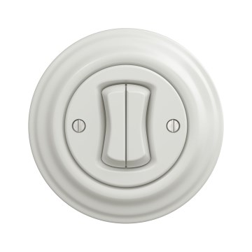 Kliklap - Retro topelt trepivalguse lüliti raamiga nr 6+6, keraamiline valge