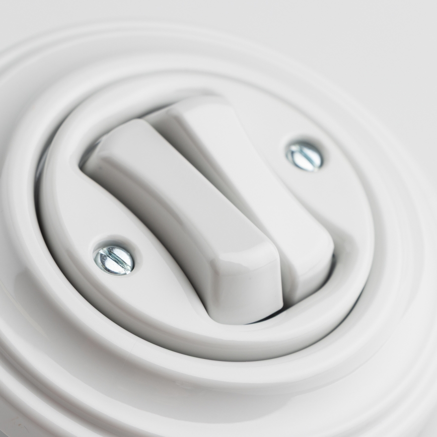 Kliklap - Retro topelt trepivalguse lüliti raamiga nr 6+6, keraamiline valge