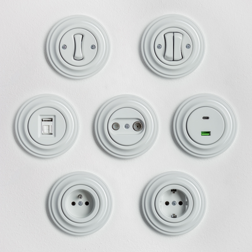 Kliklap - Retro topeltlüliti raamiga, keraamiline valge