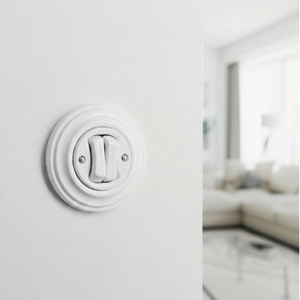 Kliklap - retro topeltnupp raamiga, lumivalge