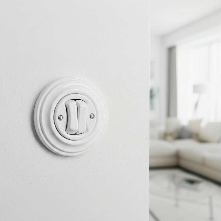 Kliklap - retro topeltnupp raamiga, lumivalge