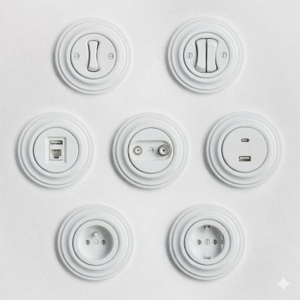 Kliklap - retro topeltnupp raamiga, lumivalge