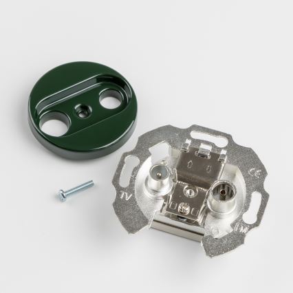 Kliklap - Retro TV+R (läbiviiv) seinapistik raamiga, roheline