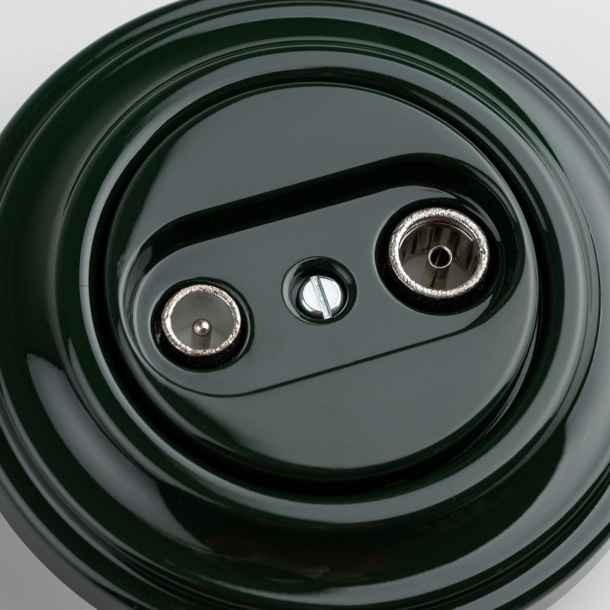 Kliklap - Retro TV+R (läbiviiv) seinapistik raamiga, roheline