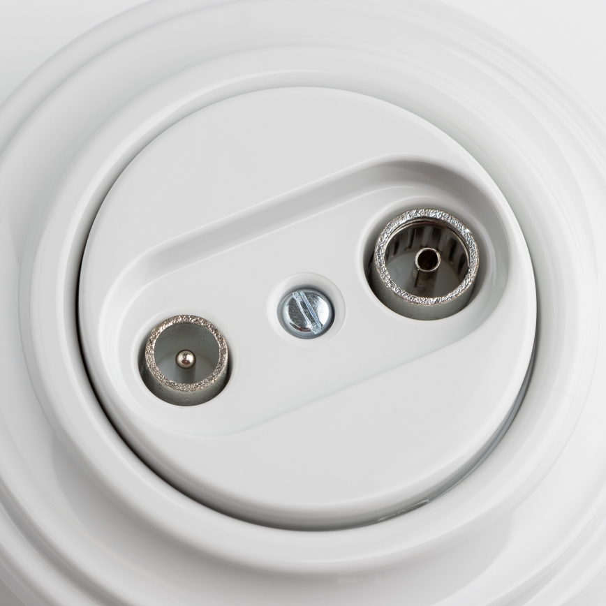 Kliklap - Retro TV+R liitumispesa (läbiv) lumivalge raamiga