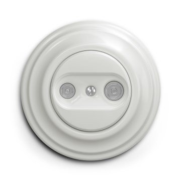 Kliklap - Retro TV+R lõpp-pistikupesa raamiga, keraamiline, valge