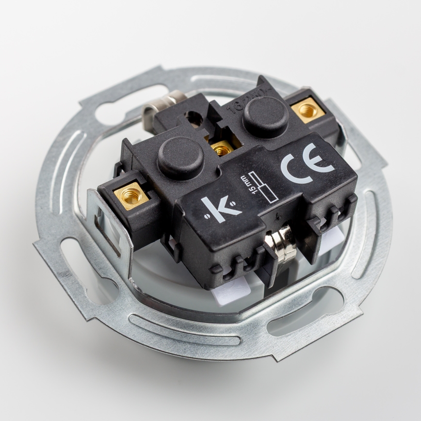Kliklap - Retro ühepoluseline lüliti nr. 1 ja SCHUKO 230V pistikupesa raamiga hall
