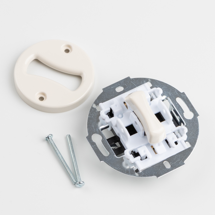 Kliklap - Retro ühepoolne lüliti nr 1 ja SCHUKO 230V pistikupesa beeži raamiga