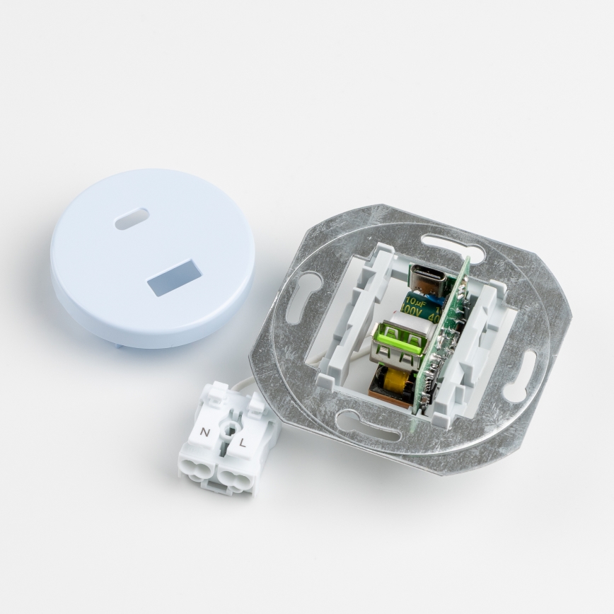 Kliklap - retro USB A- ja C-pistikupesa raamiga, sinine