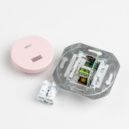 Kliklap - Retro USB-A ja USB-C pistikupesa raamiga vanaroosa