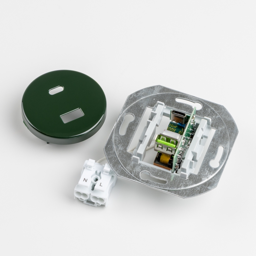 Kliklap - Retro USB-pesa (USB-A ja USB-C) raamiga, roheline