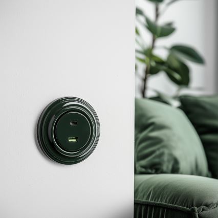 Kliklap - Retro USB-pesa (USB-A ja USB-C) raamiga, roheline