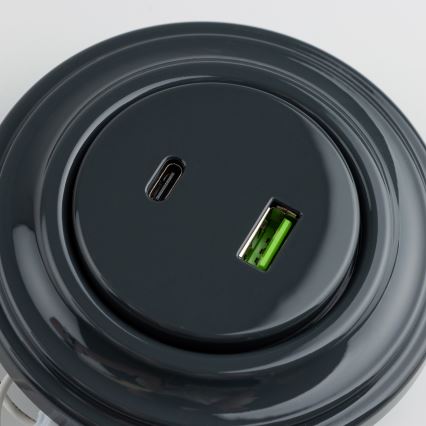 Kliklap - retro USB-pistikupesa A+C raamiga, antratsiit