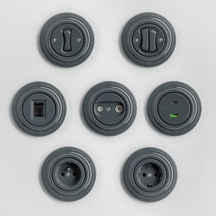 Kliklap - retro USB-pistikupesa A+C raamiga, antratsiit
