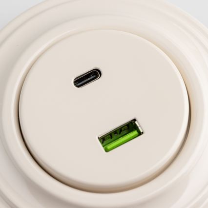 Kliklap - retro USB-pistikupesa A+C raamiga, beež