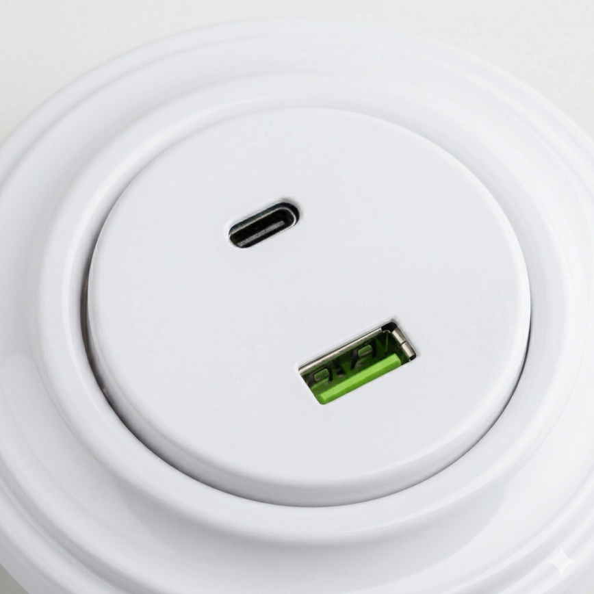 Kliklap - Retro USB-pistikupesa A+C raamiga, lumivalge