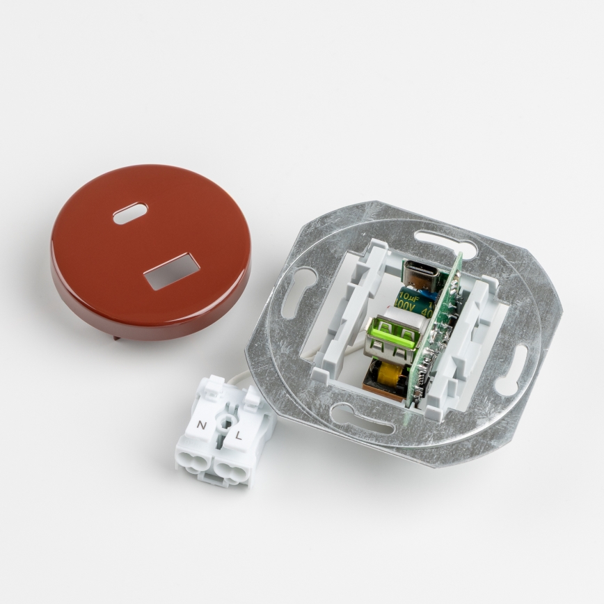 Kliklap - Retro USB-pistikupesa A+C raamiga, pruun