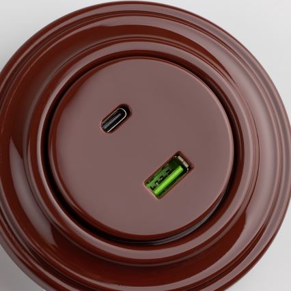 Kliklap - Retro USB-pistikupesa A+C raamiga, pruun