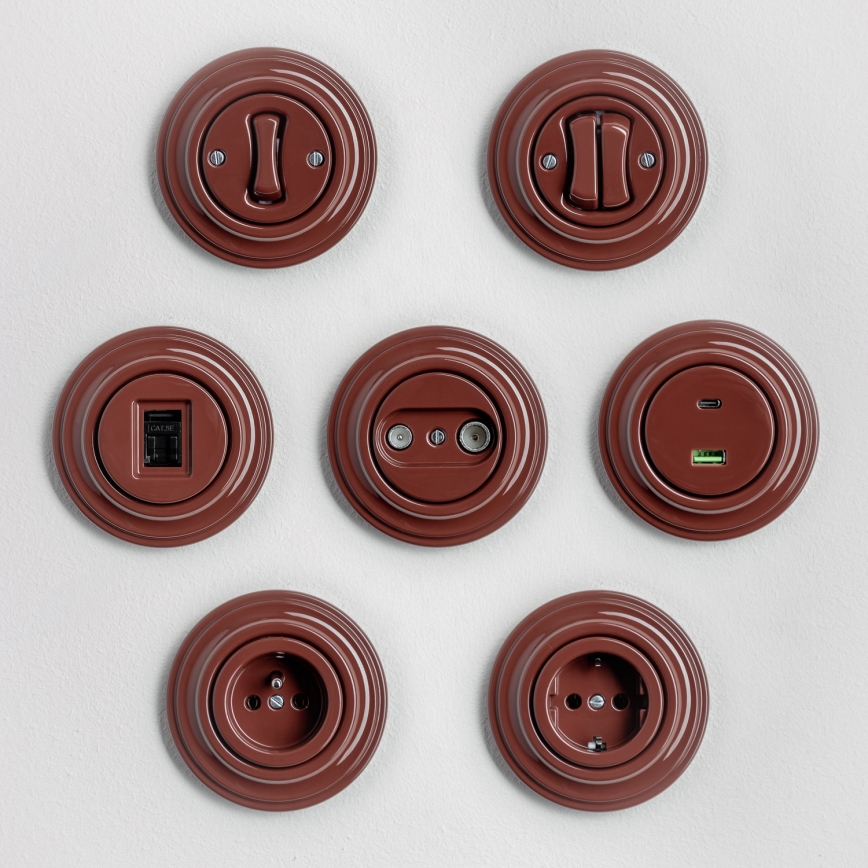 Kliklap - Retro USB-pistikupesa A+C raamiga, pruun