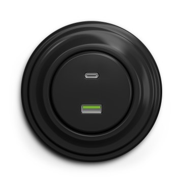Kliklap - retro USB-pistikupesa (USB-A ja USB-C) raamiga, must