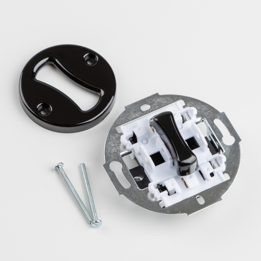 Kliklap - retrostiilis nupp raamiga, must