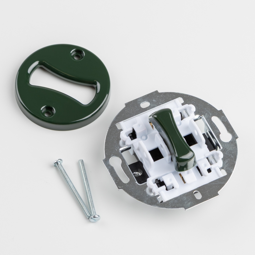 Kliklap - retrostiilis nupp raamiga, roheline