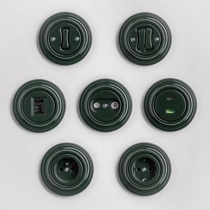 Kliklap - retrostiilis nupp raamiga, roheline