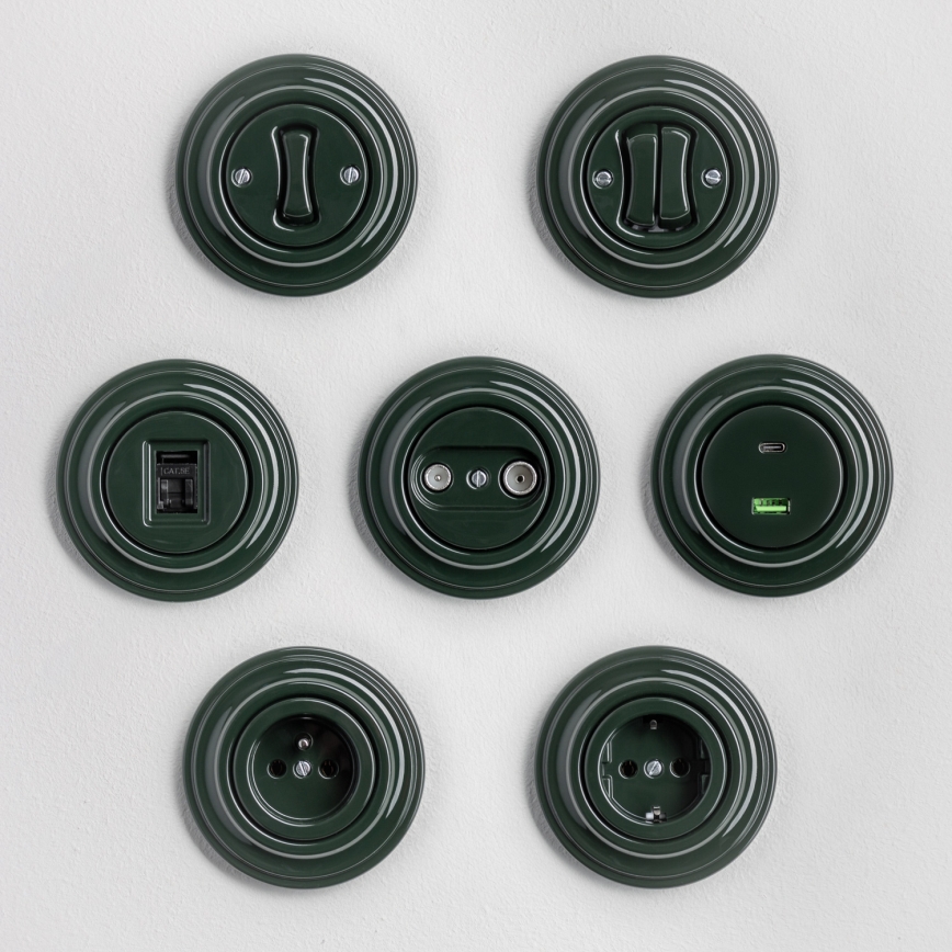 Kliklap - retrostiilis nupp raamiga, roheline