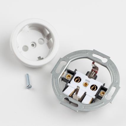 Kliklap - Topelt retro kodune pistikupesa raamiga SCHUKO 230V lumivalge