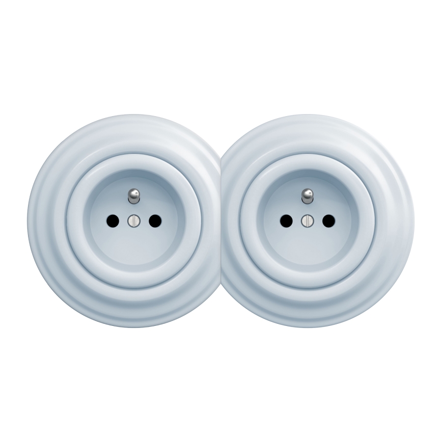 Kliklap - topelt retro-pistikupesa raamiga 230 V, sinine