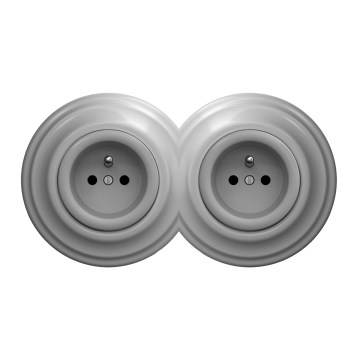 Kliklap - topelt retro seinapistikupesa raamiga 230V hall