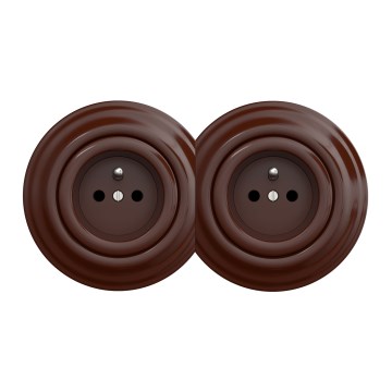 Kliklap - Topelt retro seinapistikupesa raamiga 230V pruun