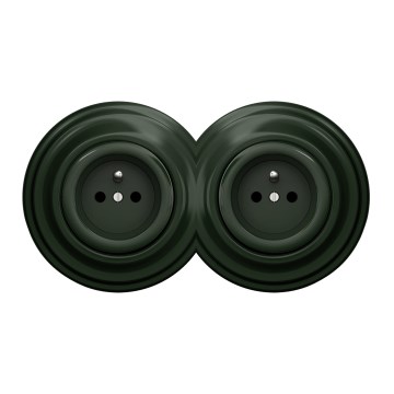 Kliklap - Topelt retro seinapistikupesa raamiga 230V roheline