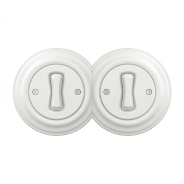 Kliklap - topelt retro ühepoolne lüliti raamiga nr 1, lumivalge