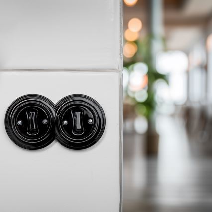 Kliklap - topelt retro ühepoolne lüliti raamiga nr. 1, must