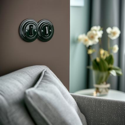 Kliklap - Topelt retro ühepoolne lüliti raamiga nr. 1 roheline