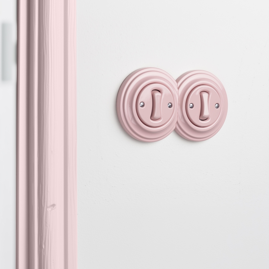 Kliklap - Topeltne retro ühepoolne lüliti raamiga nr. 1, vanaroosa