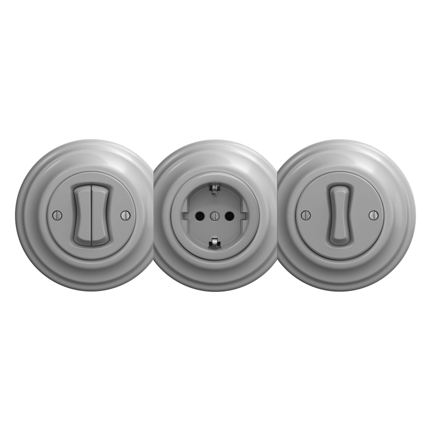 Kliklap - Vanaaegne pistikupesa ilma raamita SCHUKO 230V/16A hall