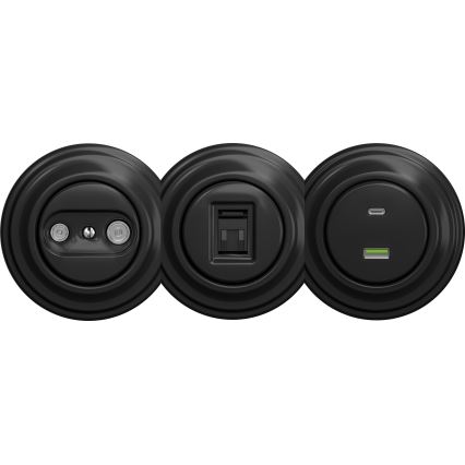 Kliklap - Vanaaegne USB pesa A+C ilma raamita must