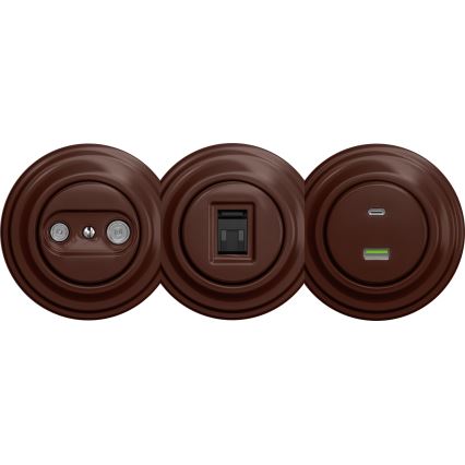 Kliklap - Vanaaegne USB pesa A+C ilma raamita pruun